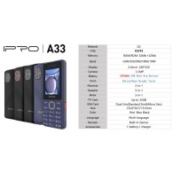Мобилен телефон IPRO A33+БГ МЕНЮ /2G/32+32MB/2.4inch/0.08MP/2500mAh/Dual Sim/ДвоенФенер - Черен