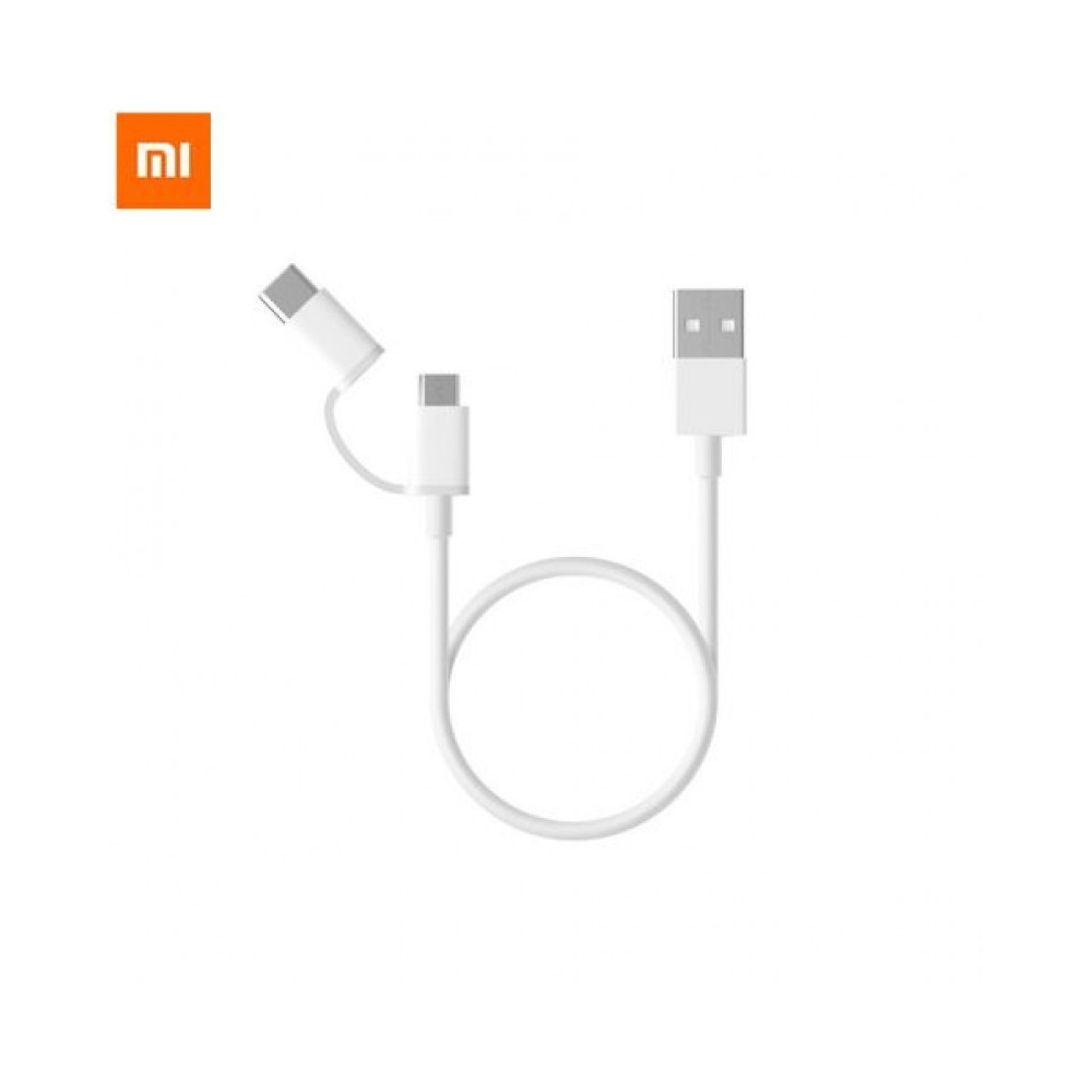 Кабел Xiaomi Cable, 2in1, Type A - Type C / Micro USB, 30cm, White, SJV4083TY