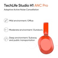 Слушалки Realme Techlife Studio H1, Ear Over Wireless, 360° Spatial Audio, Bluetooth, Red