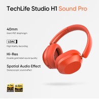 Слушалки Realme Techlife Studio H1, Ear Over Wireless, 360° Spatial Audio, Bluetooth, Red