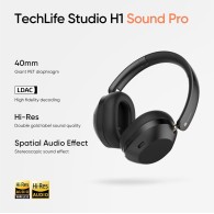 Слушалки Realme Techlife Studio H1, Ear Over Wireless, 360° Spatial Audio, Bluetooth, Black