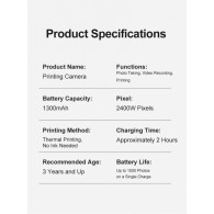 Детски фотоапарат с моментално принтиране fixGuard M300 , Printing camera, 1080P HD (Розов)