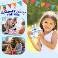 Детски фотоапарат с моментално принтиране fixGuard M300 , Printing camera, 1080P HD (Син)