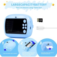 Детски фотоапарат с моментално принтиране fixGuard M300 , Printing camera, 1080P HD (Син)