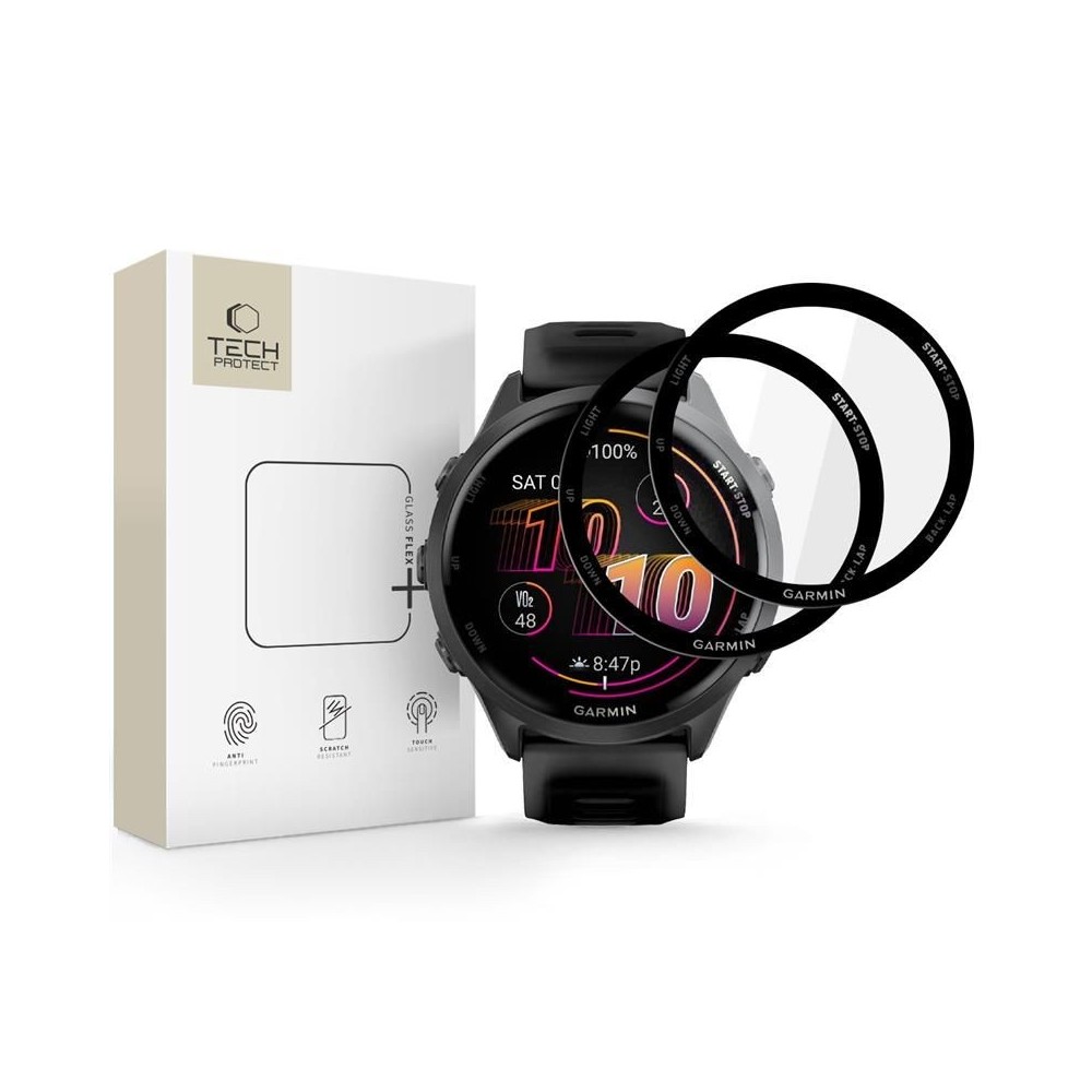 Стъклен протектор Tech-protect Glass Flex+ 2-pack, Garmin Forerunner 970 / 570 (47 mm) Black