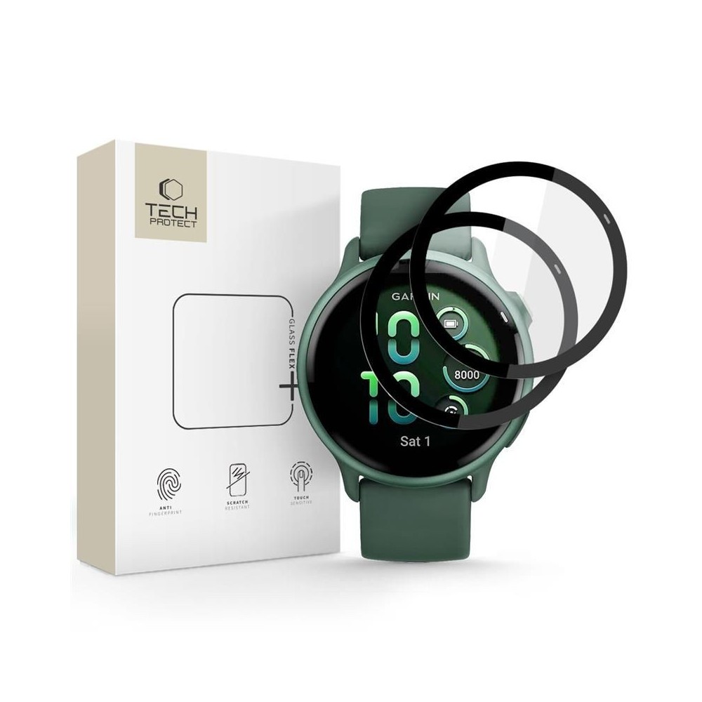 Tech-protect Glass Flex+ 2-pack, Garmin Vivoactive 6, Black