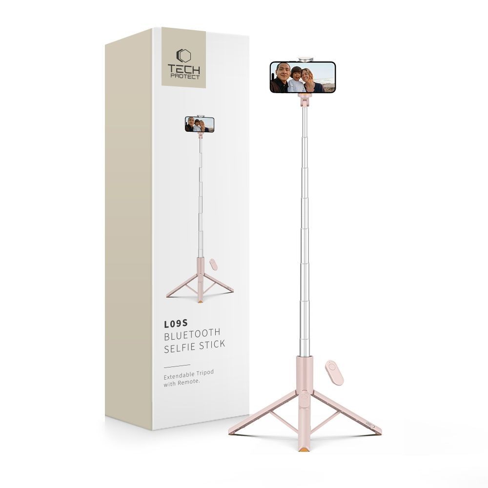 Селфи стик и Трипод Tech-Protect L09S, Bluetooth, Selfie Stick Tripod, Pink