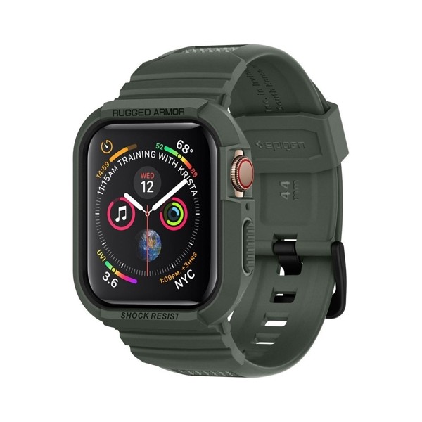 Spigen Rugged Armor ”PRO” удароустойчив силиконов (TPU) калъф за Apple Watch 4 (44MM), Military Green