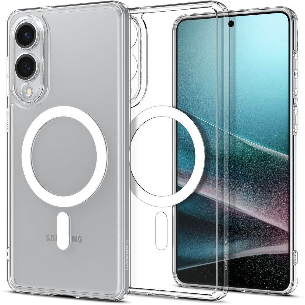 Spigen Ultra Hybrid Mag кейс – Galaxy S25 Edge – Прозрачен/Бял – MagSafe съвместим