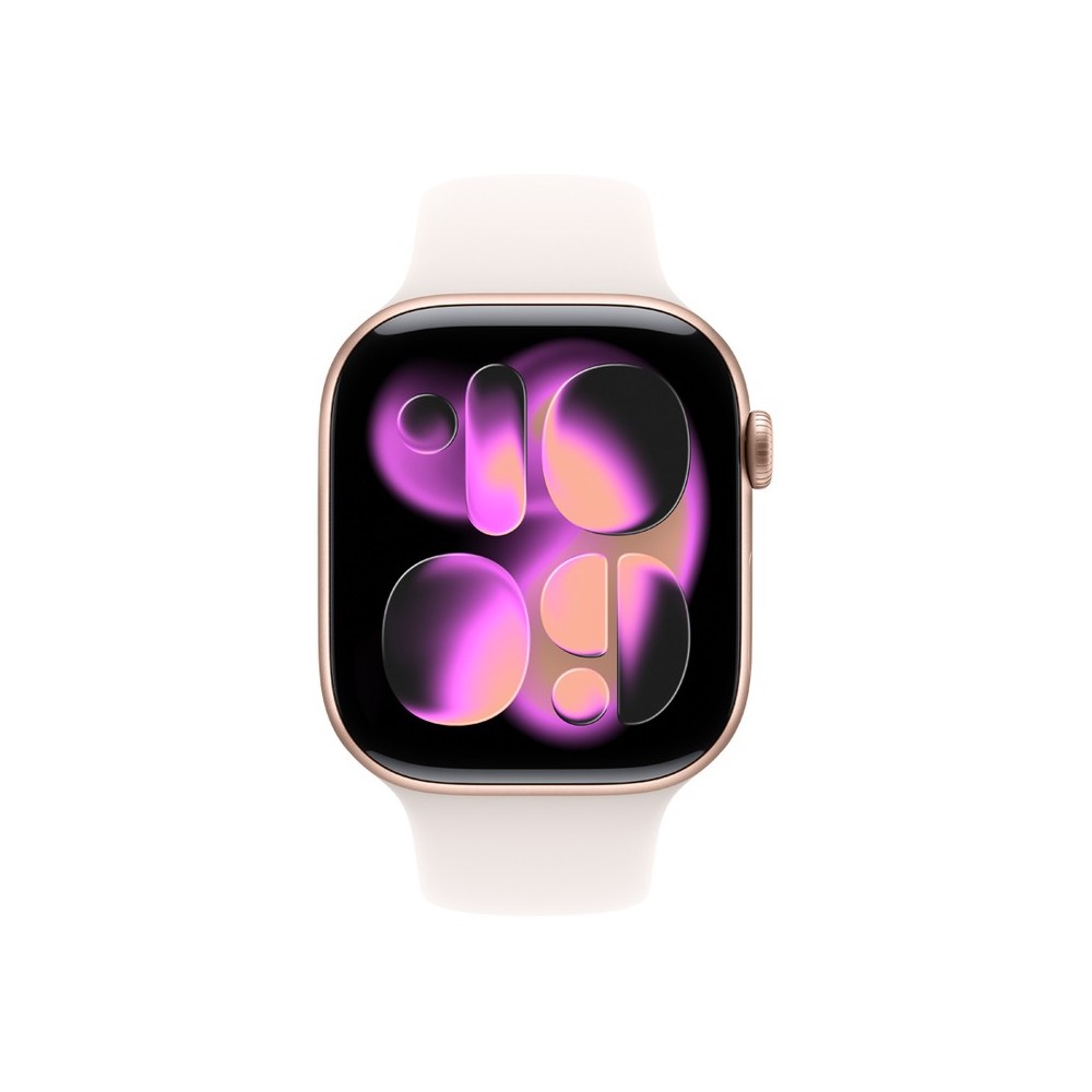 Apple Watch Series 11, 46mm – Розово злато с спортна каишка Light Blush (M/L)