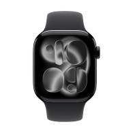 Apple Watch Series 11, 46mm – Алуминий Jet Black с черна спортна каишка (M/L)