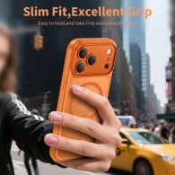 Tech-Protect MagPeak MagSafe CC калъф – iPhone 17 Pro – Матово Космическо Оранжево