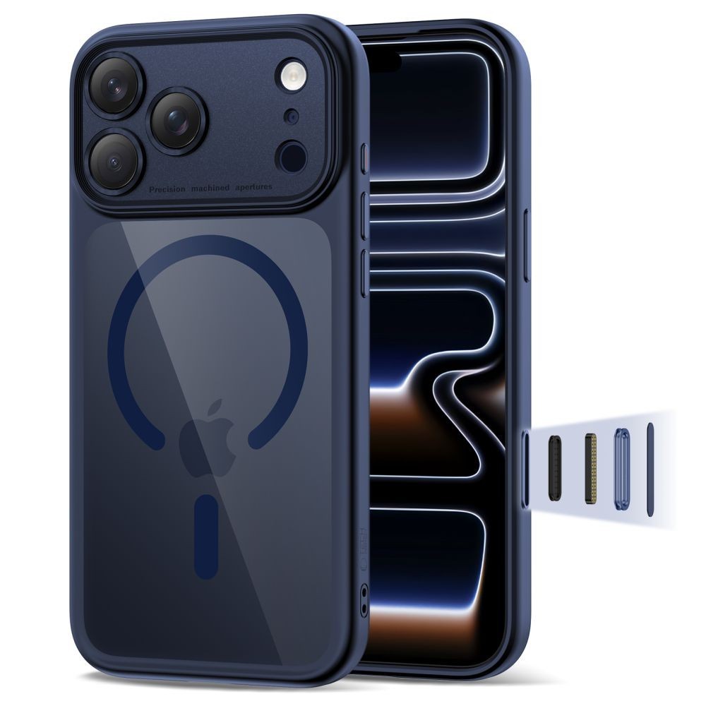 Tech-Protect MagPeak MagSafe CC калъф – iPhone 17 Pro Max – Deep Blue/Прозрачен