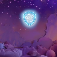Hanging neon LED Paw Patrol on plexiglass - Paw OW