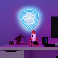 Hanging neon LED Paw Patrol on plexiglass - Paw OW