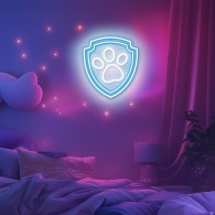 Hanging neon LED Paw Patrol on plexiglass - Paw OW