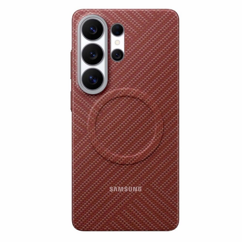 Оригинален кевларен кейс с MagSafe за Samsung Galaxy S26 Ultra - Samsung Carbon Magnet Case EF-KS948SRE (червен)