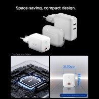 Spigen Essential 45W USB‑C Зарядно + Type‑C Кабел – Бяло