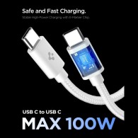 Spigen Essential 45W USB‑C Зарядно + Type‑C Кабел – Бяло
