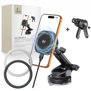 Стойка за Tech-protect v20 arcticboost magnetic magsafe dashboard & vent car mount wireless charger, 25w, qi2.2 black