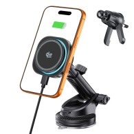 Стойка за Tech-protect v20 arcticboost magnetic magsafe dashboard & vent car mount wireless charger, 25w, qi2.2 black