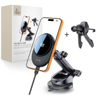 Стойка за кола Tech-protect v21, magnetic magsafe dashboard & vent car mount wireless charger 25w qi2.2, black