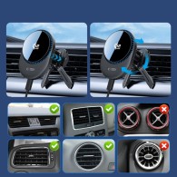 Стойка за кола Tech-protect v21, magnetic magsafe dashboard & vent car mount wireless charger 25w qi2.2, black