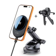 Стойка за кола Tech-protect v21, magnetic magsafe dashboard & vent car mount wireless charger 25w qi2.2, black