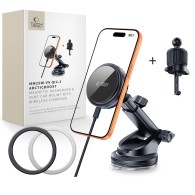 Стойка за кола Tech-protect v9 arcticboost magnetic magsafe dashboard & vent car mount wireless charger 25w qi2.2, black