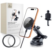 Стойка за кола Tech-protect v9 arcticboost magnetic magsafe dashboard & vent car mount wireless charger 25w qi2.2, black