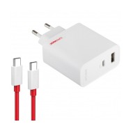 Оригинално зарядно OnePlus SUPERVOOC, 80W, Dual Port, GaN Power Adapter Kit + USB-C Cable, White