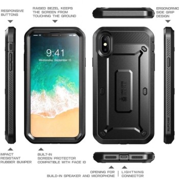 Удароустойчив хибриден кейс Supcase Unicorn Beetle Pro за iPhone X/Xs, Черен