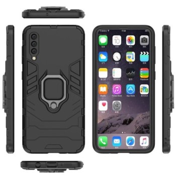 Удароустойчив Калъф с Поставка Ring Armor Kickstand Tough Rugged Cover за Samsung Galaxy A40, Черен