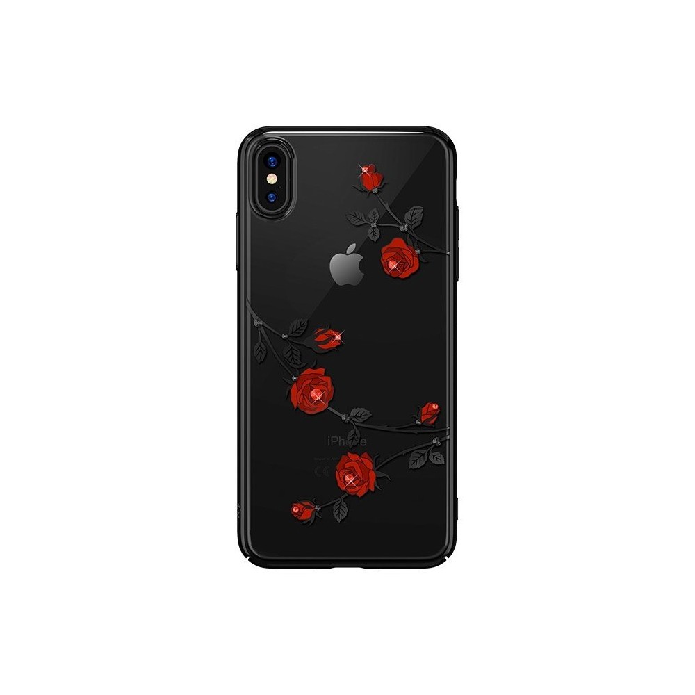 Калъф Kingxbar Blossom със Swarovski Crystals за iPhone  XR, Black-pink