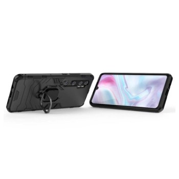 Удароустойчив Калъф с Поставка Ring Armor Kickstand Tough Rugged Cover за Xiaomi Mi Note 10 / Mi Note 10 Pro / Mi CC9 Pro, Черен