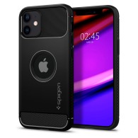Удароустойчив силиконов кейс Spigen Rugged Armor за iPhone 12 mini, Matte Black