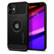 Удароустойчив силиконов кейс Spigen Rugged Armor за iPhone 12 mini, Matte Black