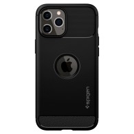 Удароустойчив силиконов кейс Spigen Rugged Armor за iPhone 12 Pro Max, Matte Black