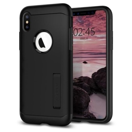 Spigen Slim Armor хибриден кейс с най-висока степен на защита за iPhone X/Xs, Black