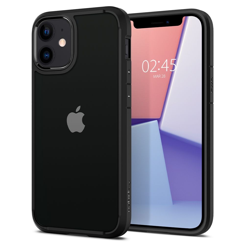 Удароустойчив силиконов кейс Spigen Ultra Hybrid за iPhone 12 mini, Matte Black
