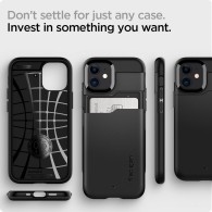 Удароустойчив силиконов кейс Spigen Slim Armor CS за iPhone 12 mini, Black