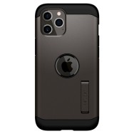 Удароустойчив силиконов кейс Spigen Tough Armor за iPhone 12/12 Pro, Gun Metal