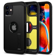 Удароустойчив силиконов кейс Spigen Tough Armor за iPhone 12 mini, Black