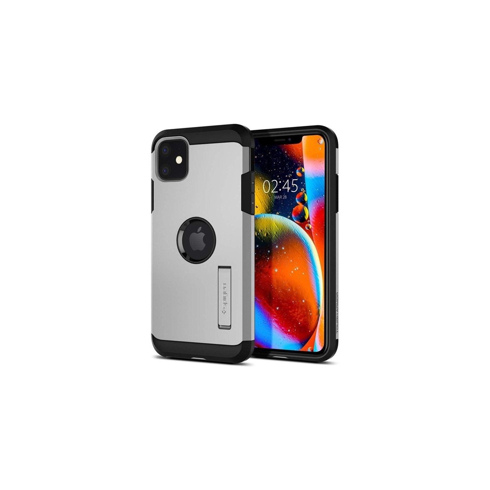 Spigen Tough Armor хибриден кейс с най-висока степен на защита Tech за iPhone 11, Satin Silver