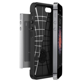 Spigen Slim Armor хибриден кейс с най-висока степен на защита за iPhone 5s/SE, Satin Silver