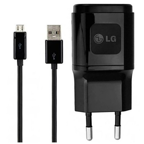 Захранване и microUSB кабел LG Travel Charger MCS-04ED, Bulk, Черен