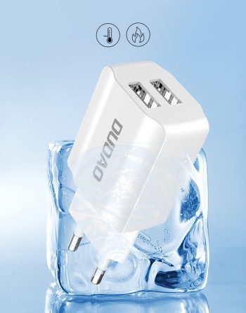 Зарядно устройство Dudao Premium A2EU 2x USB / 5V/2.4A + micro USB Кабел, Бял