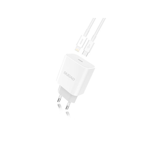 Зарядно Dudao A8EU Quick Charger USB Type C 18W + PD Lightning, Бял