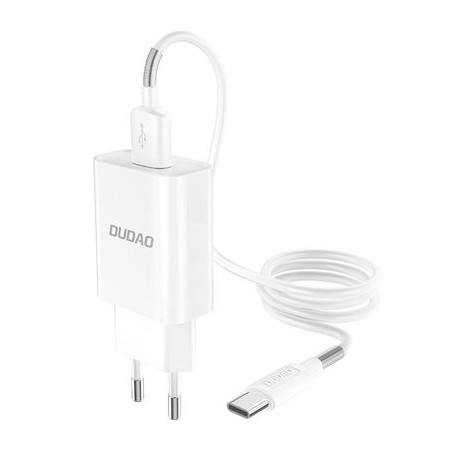 Зарядно Dudao (A3EU) QC3.0 Quick Charge 3.0 +Type C кабел, Бял