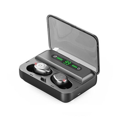 Premium Безжични слушалки FENiX® BUG F9, Wireless BT V5.0, Waterproof/ Sweatproof, 1200mAh, Noise Canceling,Черен